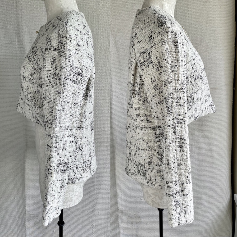 10 Crosby Derek Lam S Blazer High Low Cropped Tweed Jacket Cream Winter White - Picture 8 of 8